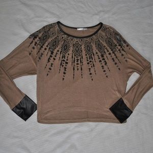 Crop with Faux Leather Accents